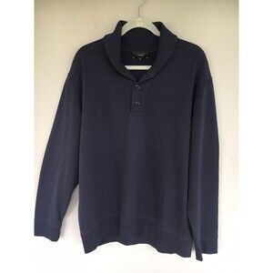 Vince Sweater Men XL Shawl Collar Henley 3 Button Cotton Pullover Luxe Minimalis